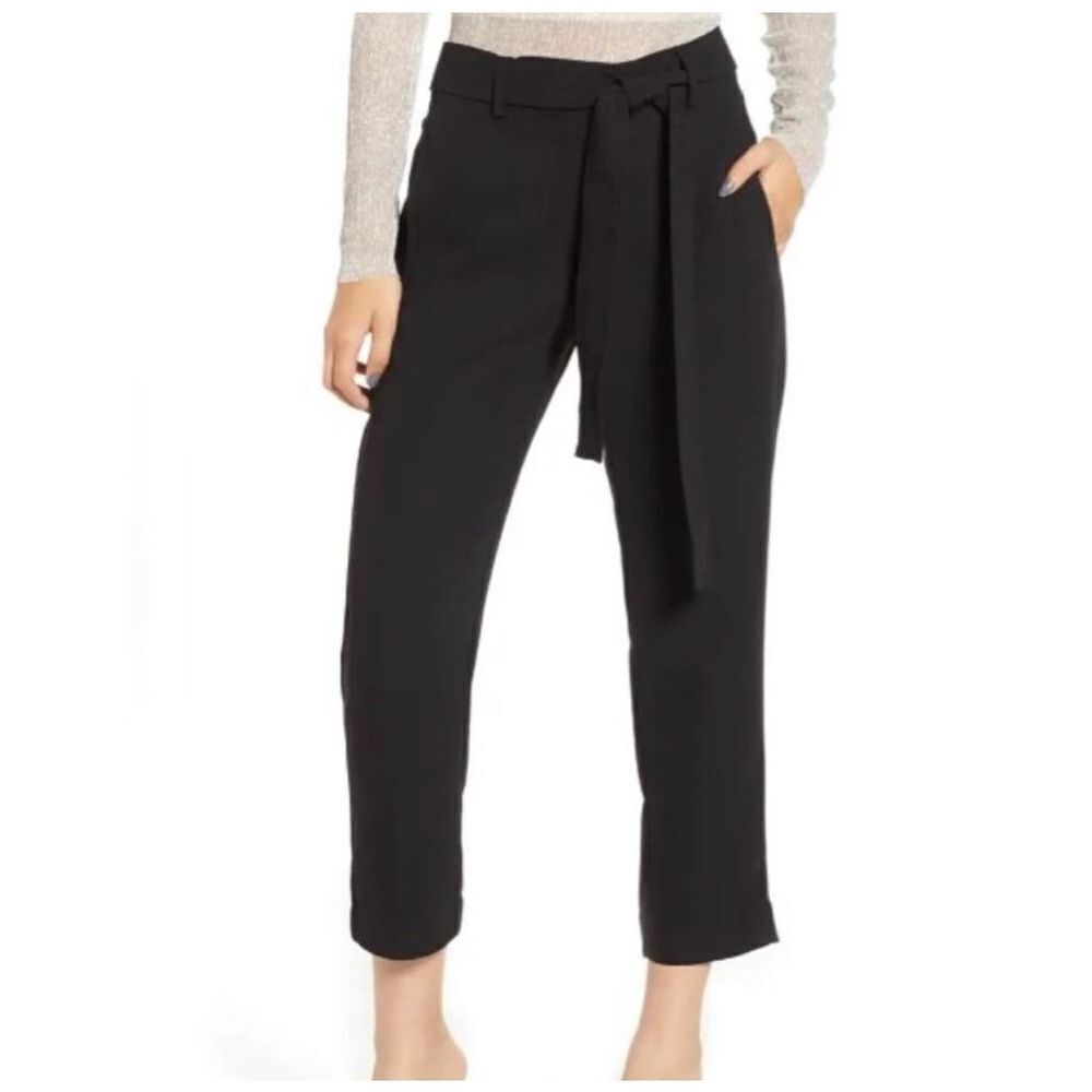 NWT Chelsea28 Black Cropped Belted Pants Sz 10
